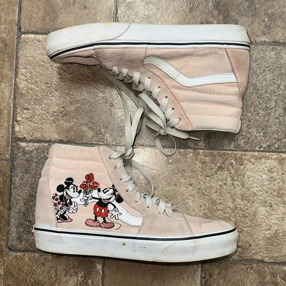 Vans x Disney Sk8-Hi Pink Floral High Top Sneakers Size 6.5 Women - Picture 3 of 8